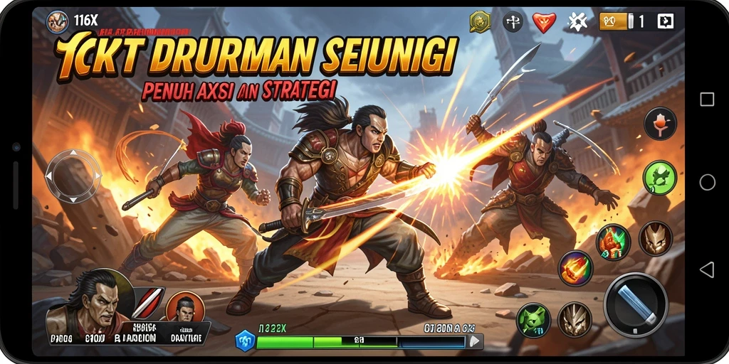 Screenshot menunjukkan aksi pertarungan mendebarkan dalam 116X.