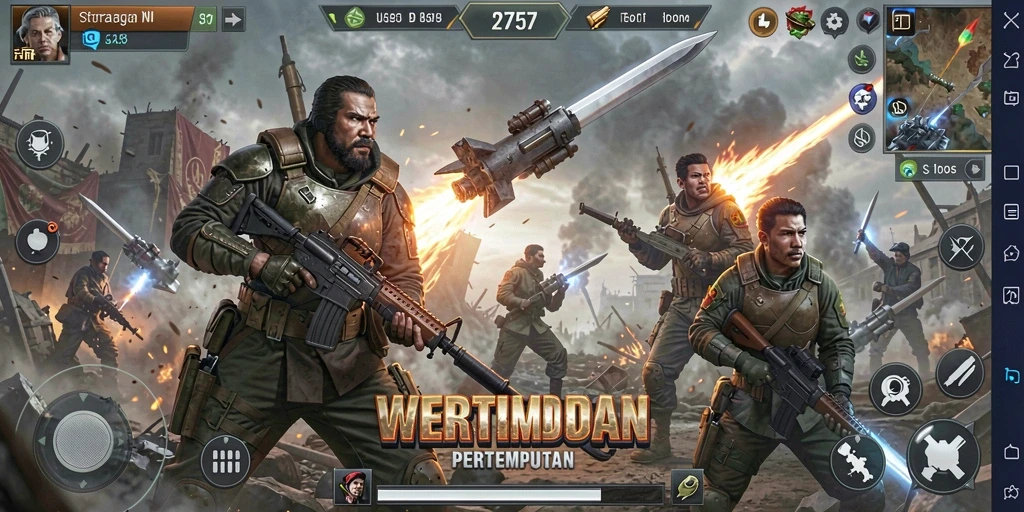 Screenshot gameplay <strong>2757</strong> menampilkan aksi pertempuran strategi yang mendebarkan.