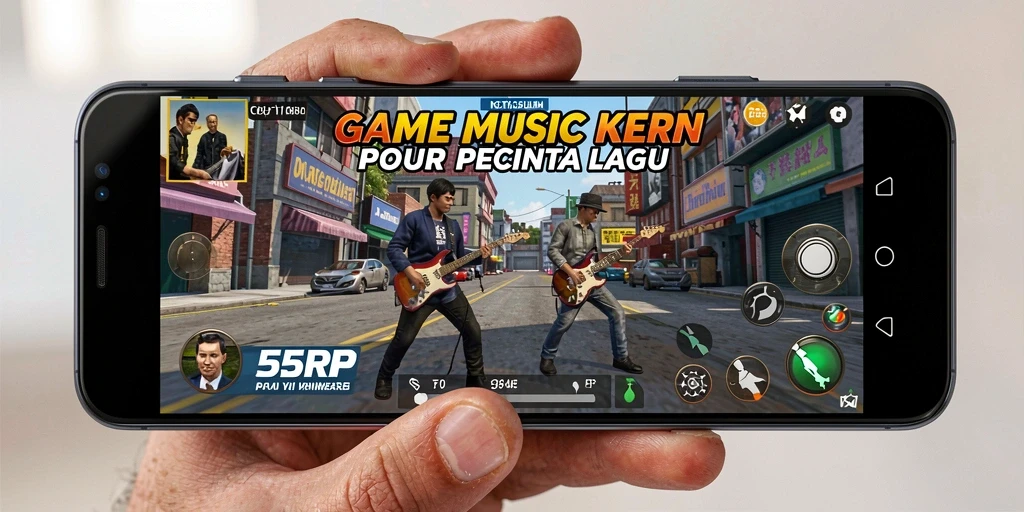 Tampilan gameplay 55RP saat memainkan lagu-lagu favorit.
