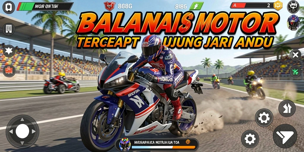 Gameplay seru dalam 8G8G dengan balapan motor cepat.