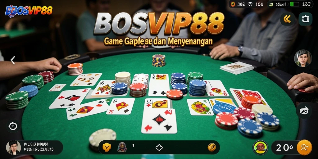 Tampilan gameplay Gaple yang seru di BOSVIP88.