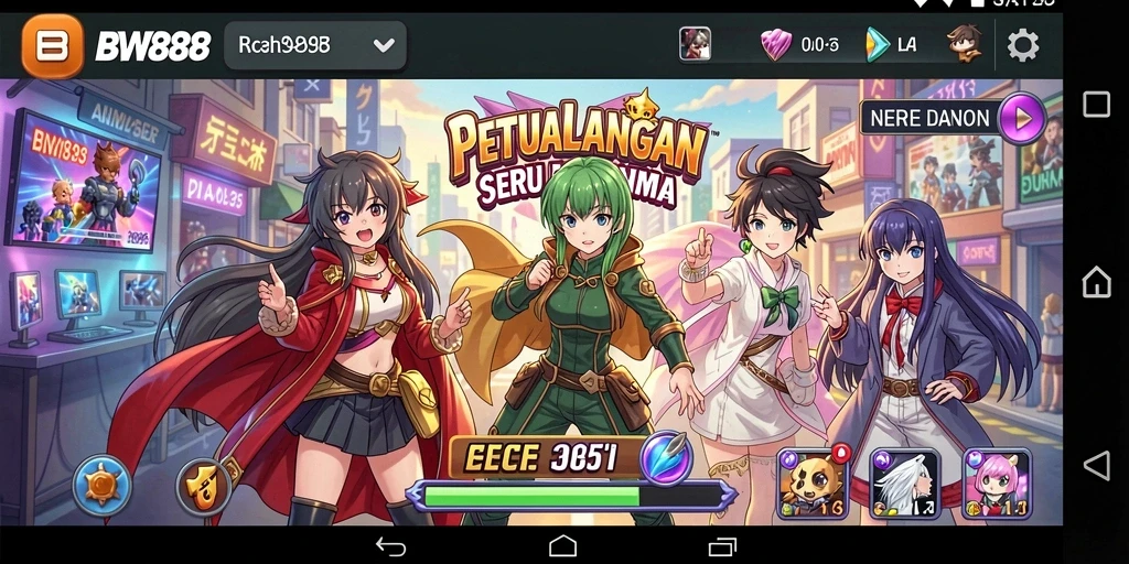 Tampilan gameplay BW888 yang penuh aksi dan karakter Anime.