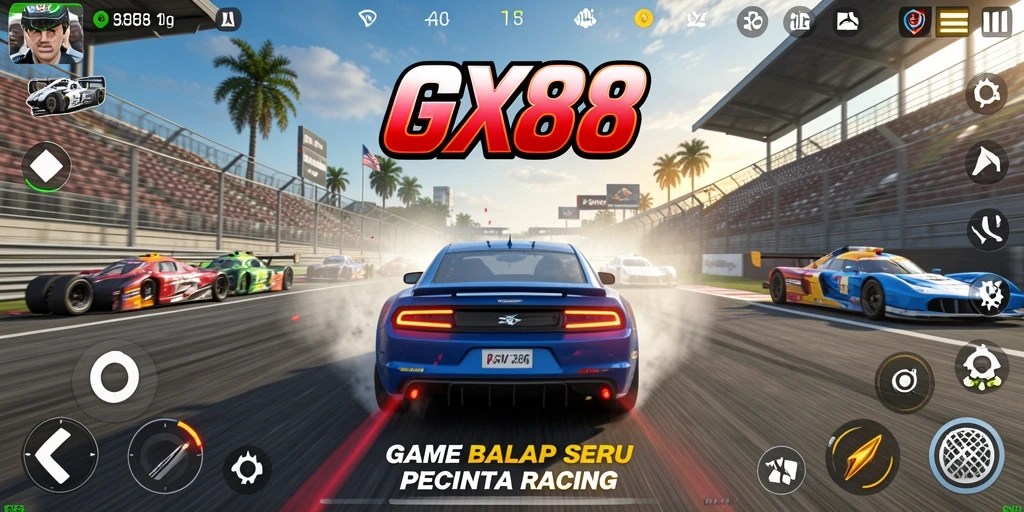 Tampilan gameplay balap yang mendebarkan di GX88.