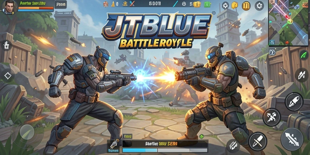 Tampilan gameplay seru dari JTBLUE dalam setiap pertempuran Battle Royale.