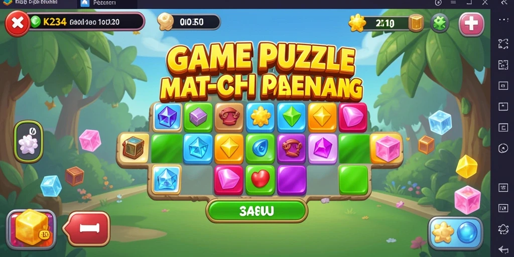 Screenshot K234 menampilkan gameplay Match-3 yang penuh warna dan menantang.