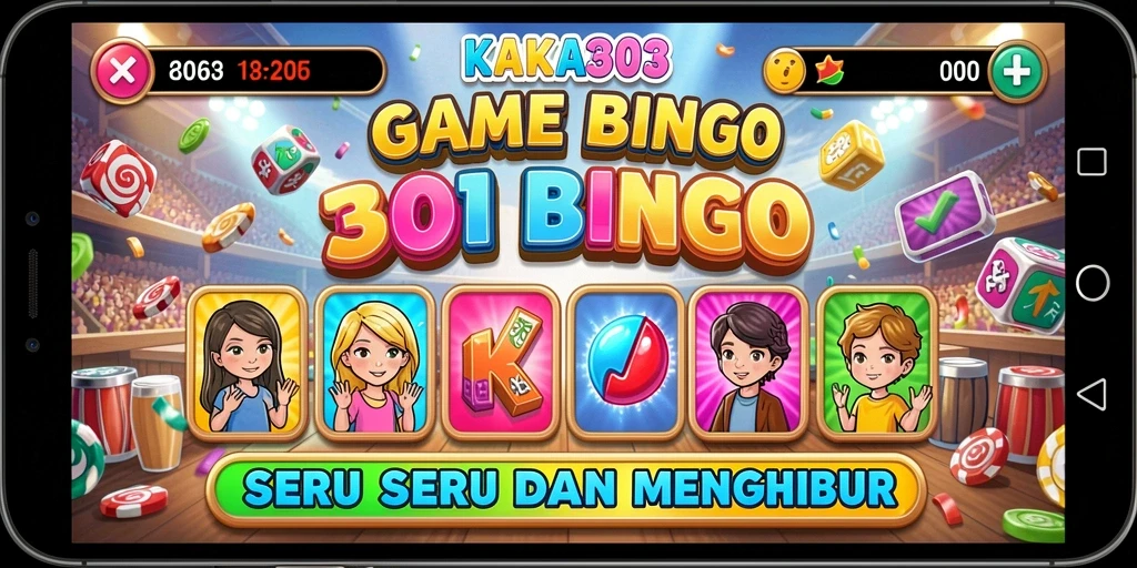 Tampilan gameplay seru KAKA303 dengan suasana bingo yang mengasyikkan.