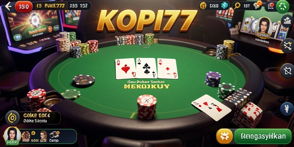 Screenshot KOPI77 menampilkan gameplay poker yang seru dan interaktif.