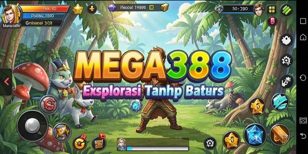 Screenshot gameplay MEGA388 yang menunjukkan eksplorasi dunia terbuka.