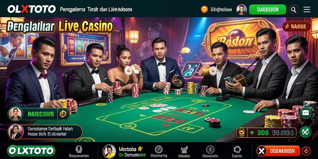 Screenshot gameplay OLXTOTO menampilkan dealer dan pemain dalam suasana Live Casino.