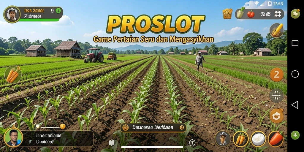Tampilan gameplay PROSLOT yang menarik dan penuh warna dalam pertanian.