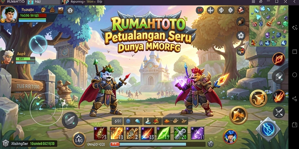 Menampilkan aksi seru dalam gameplay MMORPG RUMAHTOTO.