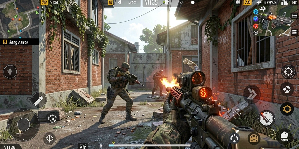Tampilan aksion mendebarkan dalam gameplay VT38 yang menegangkan.